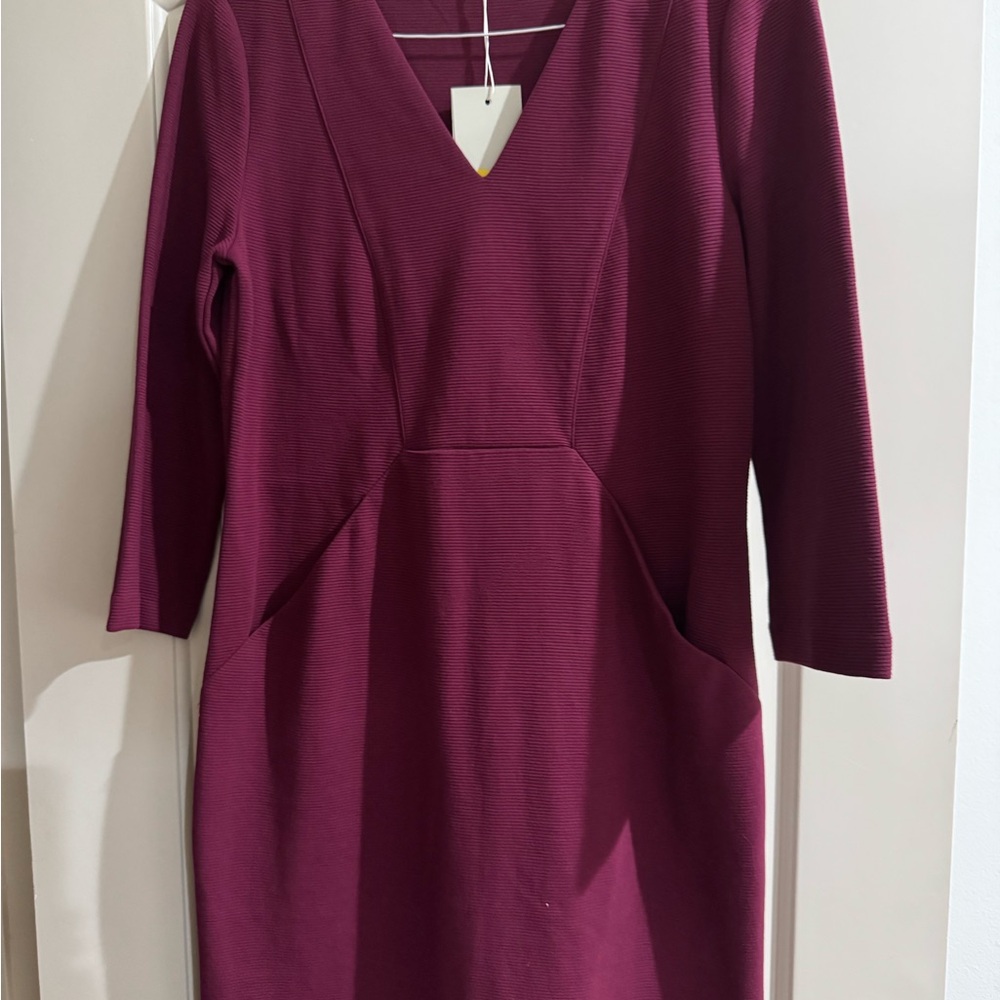 Boden Rich Burgundy Long Sleeve Dress